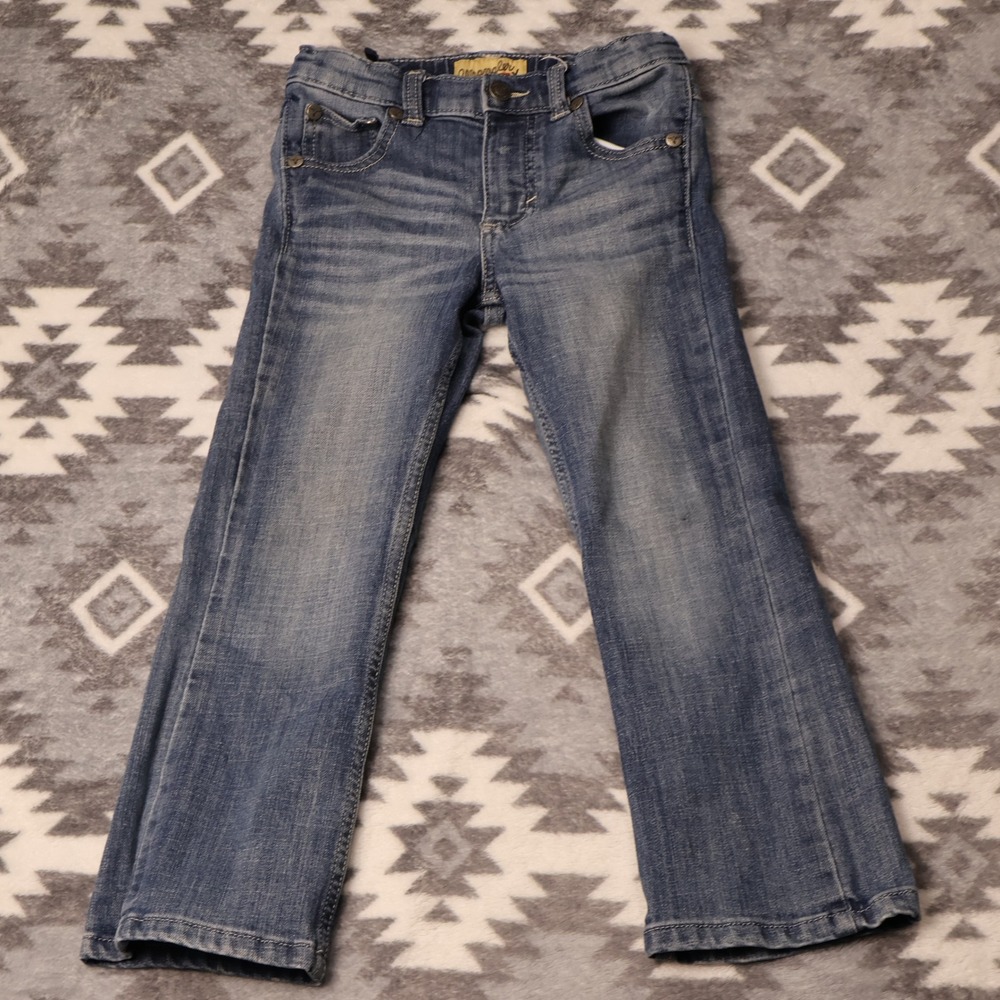 Wrangler Boys Regular Fit Medium Wash Jeans 6 Regular 1042JWXGG Blue Stretch